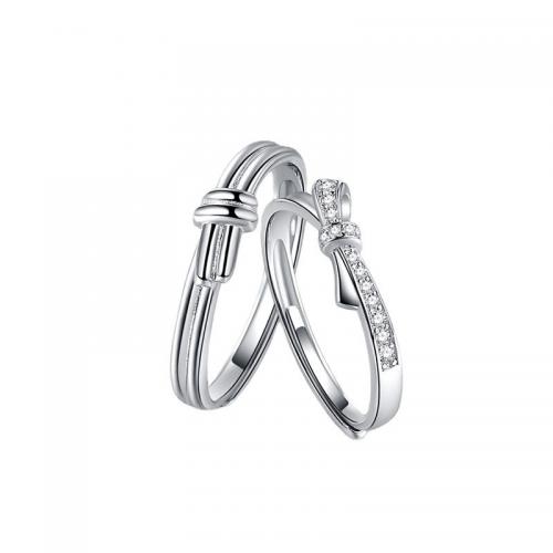 Couple Finger Rings 925 Sterling Silver plated Unisex & micro pave cubic zirconia platinum color Sold By PC