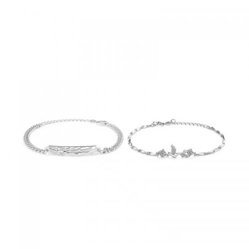 Argento Bracciali, 925 argento sterlina, placcato, unisex & stili diversi per la scelta & Micro spianare cubic zirconia, color platino, Venduto da PC