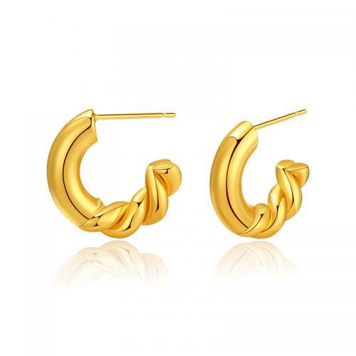 Titanium Stål Stud Earring, Letter C, 18K forgyldt, mode smykker & for kvinde, 20x20mm, Solgt af par