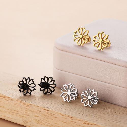 Stainless Steel Stud Øreringe, 304 rustfrit stål, Flower, mode smykker & for kvinde & hule, flere farver til valg, 12x12mm, 12par/Bag, Solgt af Bag