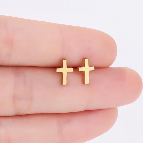 ステンレス鋼イヤリング, 304ステンレススチール, クロス, メッキ, 女性用, 無色, 5.50x8mm, 12ペア/バッグ, 売り手 バッグ