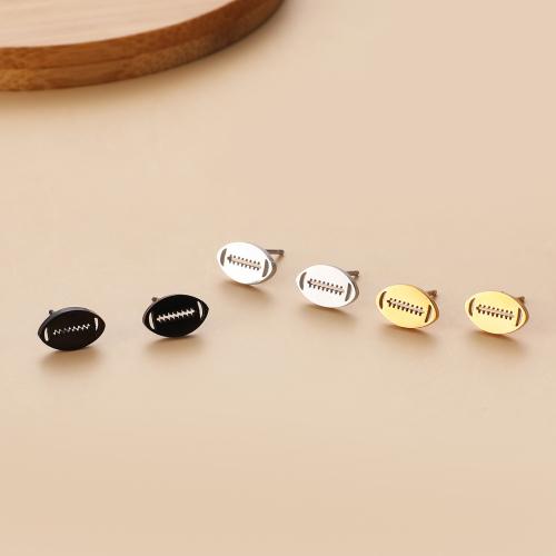 Stainless Steel Stud Earrings 304 Stainless Steel Rugby Ball plated for woman Sold By Bag