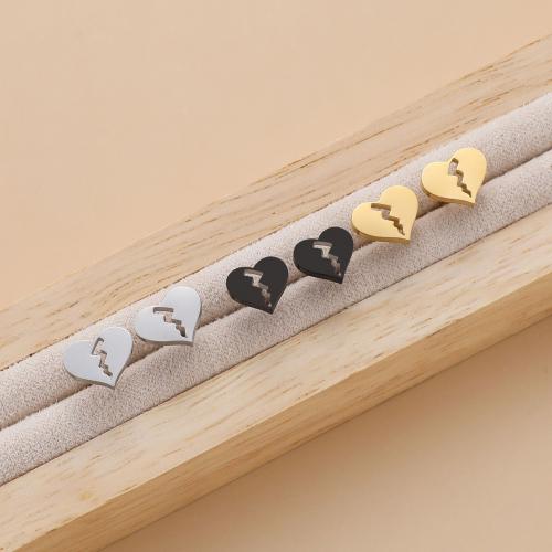 Stainless Steel Stud Earrings 304 Stainless Steel Heart plated for woman Sold By Bag