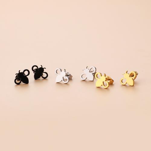 ステンレス鋼イヤリング, 304ステンレススチール, ハチ, メッキ, 女性用, 無色, 12x10mm, 12ペア/バッグ, 売り手 バッグ