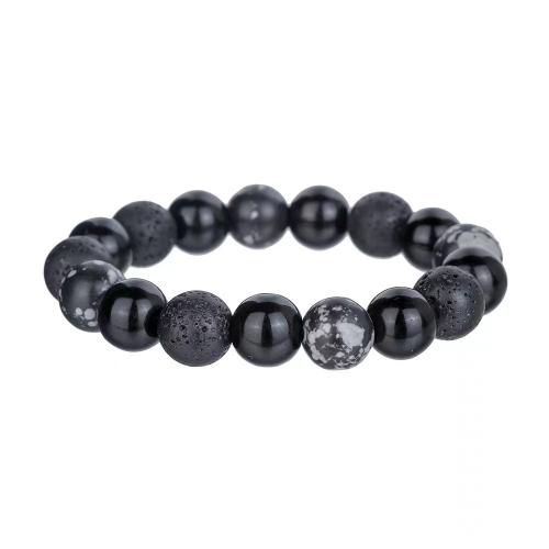 Gemstone karkötő, Snowflake Obsidian, csiszolt, egynemű & különböző méretű a választás, fekete, Hossz Kb 18 cm, Által értékesített PC