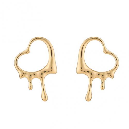 Lo zinco in lega Stud Earring, lega in zinco, Cuore, placcato, per la donna, dorato, Venduto da coppia