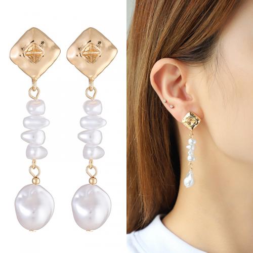 Sinc Alloy Earrings, le Pearl Plaisteacha, plátáilte, stíleanna éagsúla do rogha & do bhean, órga, Díolta De réir Péire