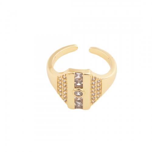 Cúbicos Circonia Micro Pave anillo de latón, metal, Joyería & micro arcilla de zirconia cúbica & para mujer, dorado, libre de níquel, plomo & cadmio, Vendido por UD