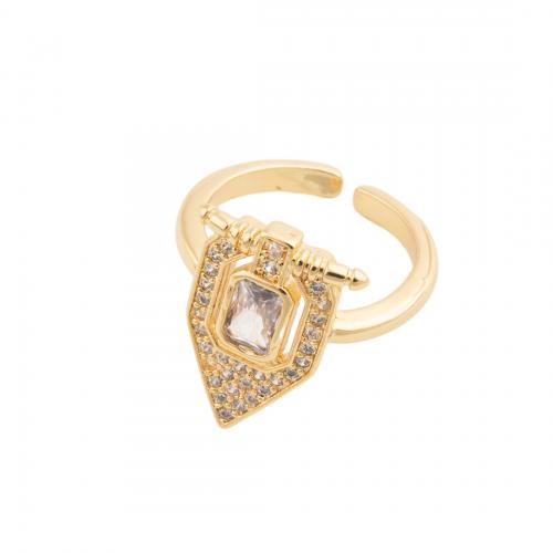 Cúbicos Circonia Micro Pave anillo de latón, metal, Joyería & micro arcilla de zirconia cúbica & para mujer, dorado, libre de níquel, plomo & cadmio, Vendido por UD