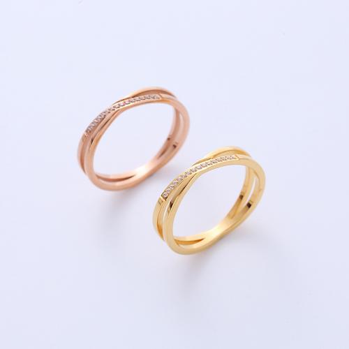 Rhinestone Stainless Steel Finger Ring 316L Stainless Steel & for woman & with rhinestone Sold By PC