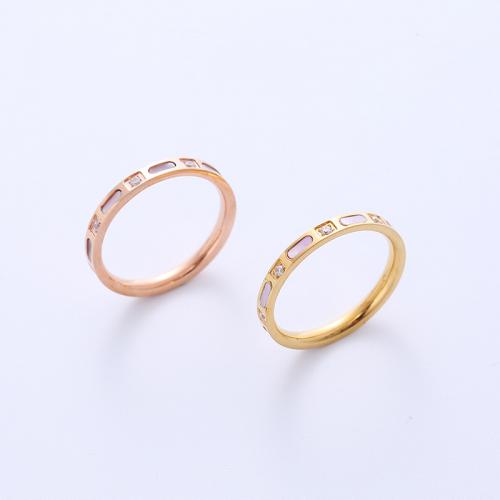 Rhinestone Stainless Steel Finger Ring 316L Stainless Steel & for woman & with rhinestone Sold By PC