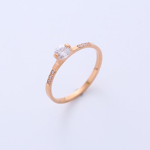 Rhinestone-Edelstahl -Finger-Ring, 316 L Edelstahl, verschiedene Größen vorhanden & für Frau & mit Strass, Roségold, verkauft von PC