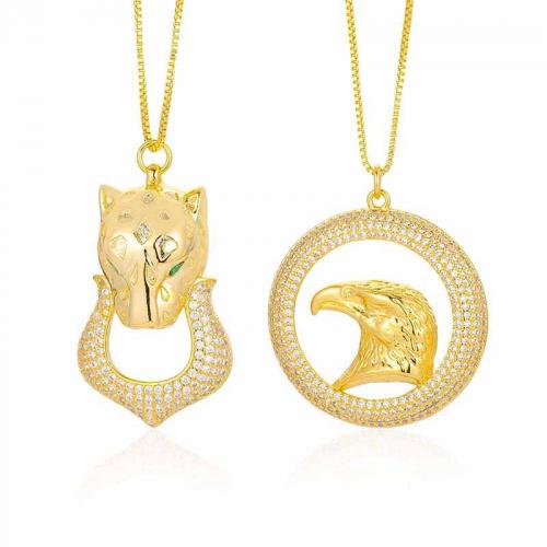 Circón cúbico Micro pavimentar collar de cobre amarillo, metal, con 5cm extender cadena, chapado en color dorado, Joyería & diverso tamaño para la opción & micro arcilla de zirconia cúbica & para mujer, más colores para la opción, libre de níquel, plomo & cadmio, longitud aproximado 43 cm, Vendido por UD