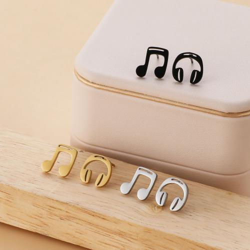 Stainless Steel Stud fülbevaló, 304 rozsdamentes acél, Music Note, galvanizált, a nő, több színt a választás, 12párok/Bag, Által értékesített Bag