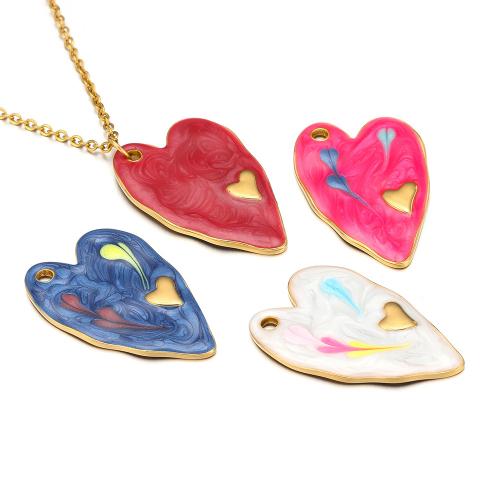 Stainless Steel Heart Pendants 304 Stainless Steel plated DIY & enamel Sold By Bag