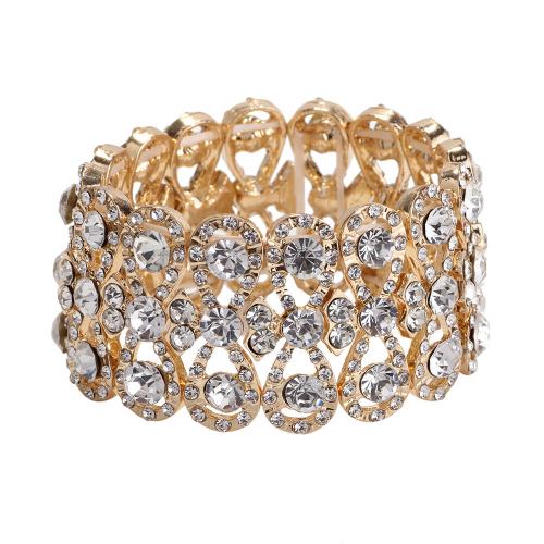 Zinc Alloy Bangle Smykker, forgyldt, for kvinde & med rhinestone, flere farver til valg, Indvendig diameter:Ca. 45mm, Solgt af PC