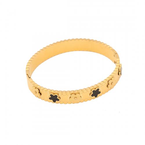 304 roestvrij staal Bangle, met Malachiet & Schelp, gold plated, verschillende stijlen voor de keuze & voor vrouw, Binnendiameter:Ca 60x50mm, Verkocht door PC