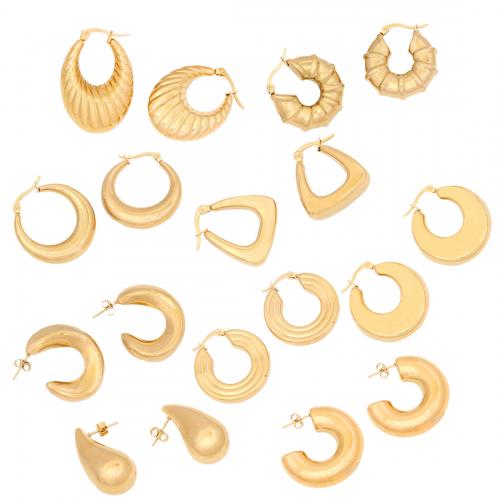 304 roestvrij staal Hendel weer Earring, Geometrisch Patroon, gold plated, verschillende stijlen voor de keuze & voor vrouw, earring length 15-40mm, Verkocht door pair