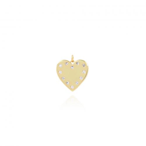 Cúbicos Circonia Colgante Latón Micro pavimenta, metal, Corazón, 18K chapado en oro, Joyería & Bricolaje & micro arcilla de zirconia cúbica, libre de níquel, plomo & cadmio, 21.50x24x2mm, Vendido por UD