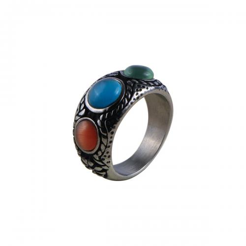 Bague en acier inoxydable, Acier inoxydable 304, avec Oeil de chat, bijoux de mode & normes différentes pour le choix & pour homme, Vendu par PC