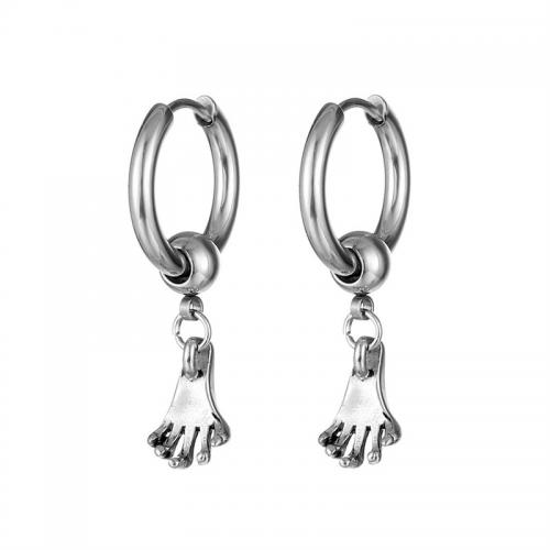 Titanium Staal Earring, Voet, plated, mode sieraden, zilver, 17x33.50mm, Verkocht door PC