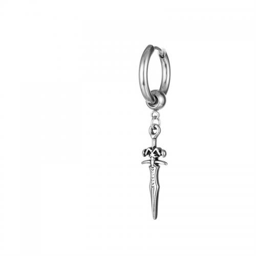 Tíotáiniam Cruach Earring, Cruach Tíotáiniam, plátáilte, jewelry faisin, airgid, 17x49mm, Díolta De réir PC