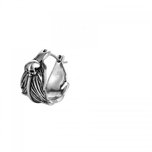 Titanium Staal Earring, plated, mode sieraden, zilver, 17.50x15.50mm, Verkocht door PC