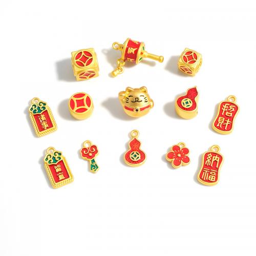 Zinc Alloy Pendants plated DIY & enamel golden Sold By PC