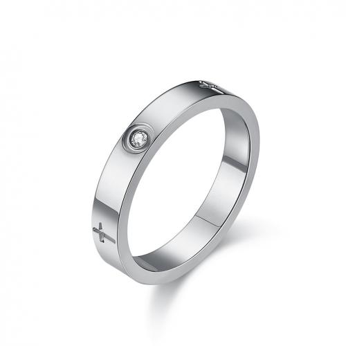 Titanium Čelik Finger Ring, uglađen, različite veličine za izbor & micro utrti kubni cirkonij & za žene, više boja za izbor, Prodano By PC