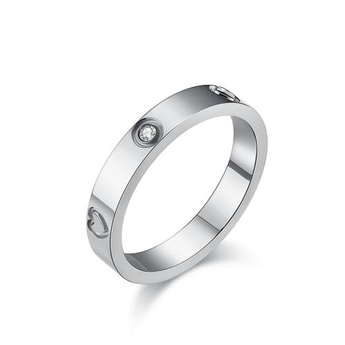 Titanium Čelik Finger Ring, uglađen, različite veličine za izbor & micro utrti kubni cirkonij & za žene, više boja za izbor, Prodano By PC