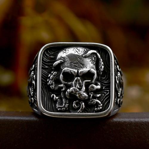 Partículas de acero anillo, Calavera, pulido, Vintage & diverso tamaño para la opción & para hombre, tamaño:7-13, Vendido por UD