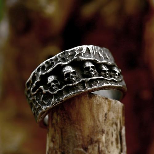 Titanium Steel Finger Ring Skull polished vintage & for man US Ring Sold By PC