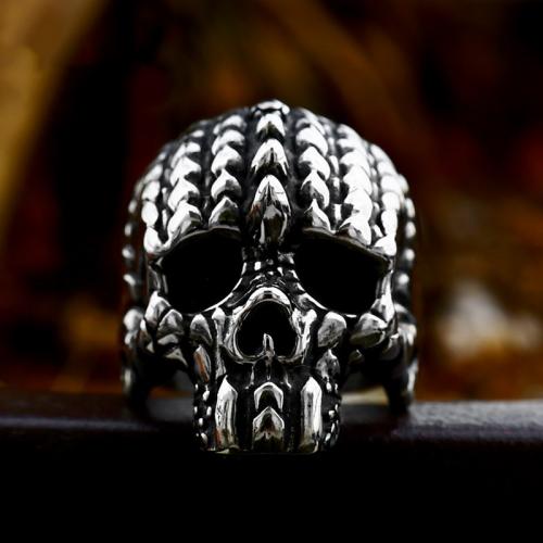 Titanium Steel Finger Ring Skull polished vintage & for man US Ring Sold By PC