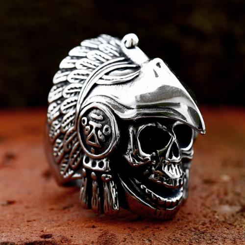 Partículas de acero anillo, Calavera, pulido, Vintage & diverso tamaño para la opción & para hombre, tamaño:7-13, Vendido por UD