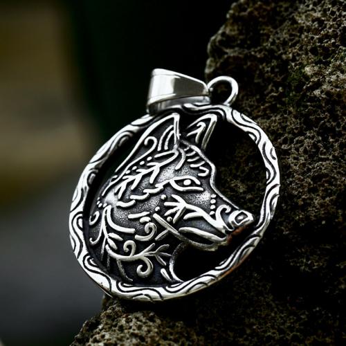 Stainless Steel Animal Pendants, 304 Stainless Steel, Wolf, polished, vintage & DIY & hollow, original color, 37.10x52.20mm, Sold By PC