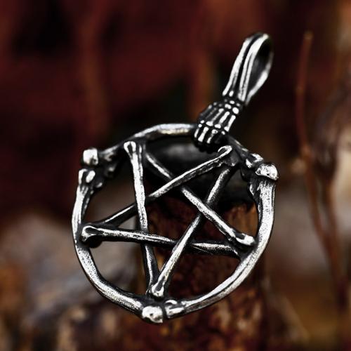 Nerezová ocel Šperky Přívěsky, 304 Stainless Steel, Pentagram, lesklý, Vintage & DIY & dutý, Původní barva, 31.80x47.90mm, Prodáno By PC