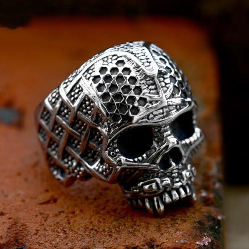 Partículas de acero anillo, Calavera, pulido, Vintage & diverso tamaño para la opción & para hombre, tamaño:7-13, Vendido por UD