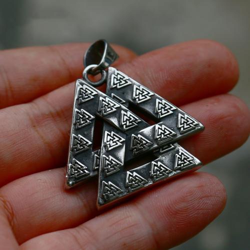 Bijoux pendentifs en acier inoxydable , Acier inoxydable 304, triangle, poli, Vintage & DIY, couleur originale, 39.90x46.10mm, Vendu par PC