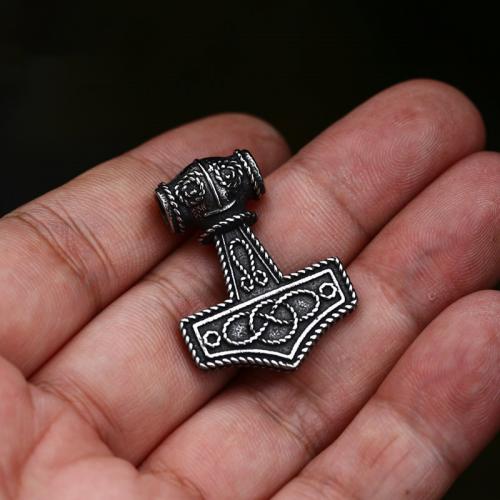 Nerūdijančio plieno papuošalai Pakabukai, 304 Nerūdijantis plienas, Thor Hammer, poliruotas, Vintage & Pasidaryk pats, Originali spalva, 25.70x35.10mm, Pardavė PC