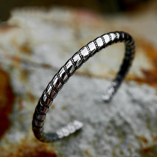 Titanium Steel Cuff Bangle, csiszolt, divat ékszerek & az ember, az eredeti szín, Belső átmérő:Kb 60mm, Által értékesített PC