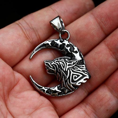 Stainless Steel Animal Pendants 304 Stainless Steel Wolf polished vintage & DIY original color Sold By PC