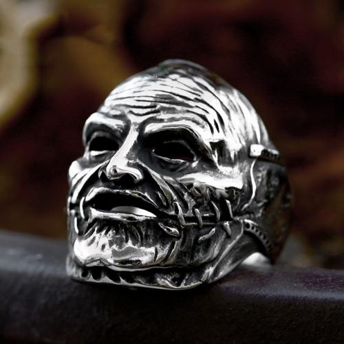 Titanium Steel Finger Ring Skull polished vintage & for man original color US Ring Sold By PC