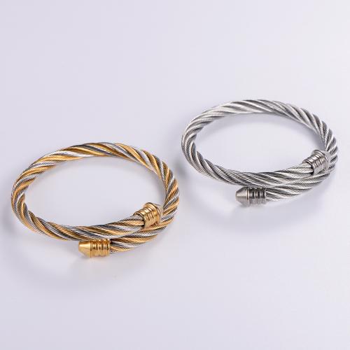 Rozsdamentes acél bangle, 316L rozsdamentes acél, Állítható & divat ékszerek & a nő, több színt a választás, Belső átmérő:Kb 60mm, Által értékesített PC