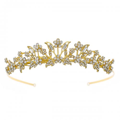 Diadema, lega in zinco, placcato color oro, per la donna & con strass, assenza di nichel,piombo&cadmio, Venduto da PC