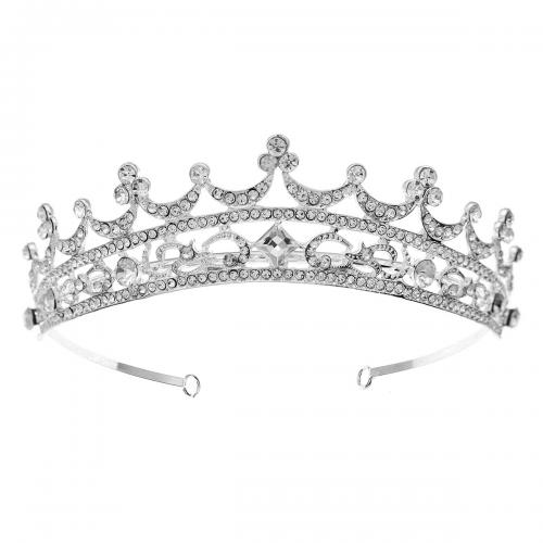 Bridal Tiaras Zinc Alloy silver color plated for woman & with rhinestone nickel lead & cadmium free Sold By PC