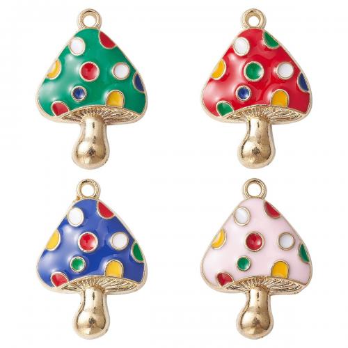 Zinc Alloy Enamel Pendants mushroom gold color plated DIY Sold By Bag