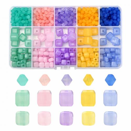 Acrylic DIY Jewelry Set with Plastic Box Rectangle mixed colors Sold By Box