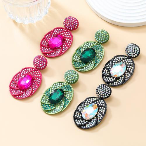 Zinc Alloy Stud Earring fashion jewelry & for woman & with rhinestone nickel lead & cadmium free Sold By Pair