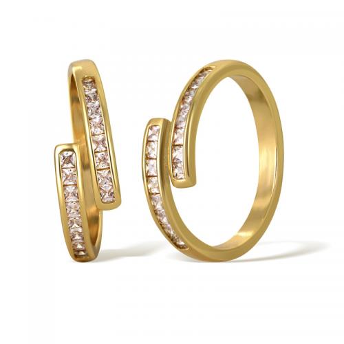 Kubieke Circonia Micro Pave Brass Ring, Messing, plated, micro pave zirconia & voor vrouw, gouden, Verkocht door PC