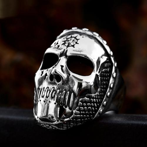 Titanium Steel Finger Ring Skull polished vintage & for man original color US Ring Sold By PC